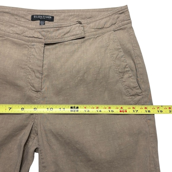 Eileen Fisher Linen Viscose Trouser Pant Size 6P Straight Leg Stretch Tan - Picture 6 of 12
